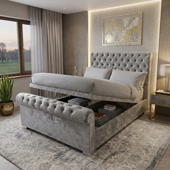 Castello Sleigh Bed | Classic Upholstered Sleigh Bed Frame UK | Bed Innovation