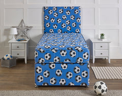 Bed Innovation Kids Football Blue Divan Bed Set With Sprung Memory Foam Mattress and Headboard - Bed Innovation Limited