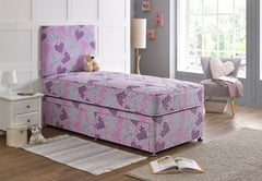 Bed Innovation Kids Princess Pink Divan Bed Set With Sprung Memory Foam Mattress and Headboard.