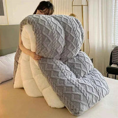 High End Thickened Winter Warm Spring Blankets for Beds Artificial Lamb Cashmere Weighted Blanket Thicker Warmth Duvet Quilt