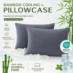 Bamboo Cooling Pillowcase Set (2-Pack) - Breathable & Moisture-Wicking for Hot Sleepers