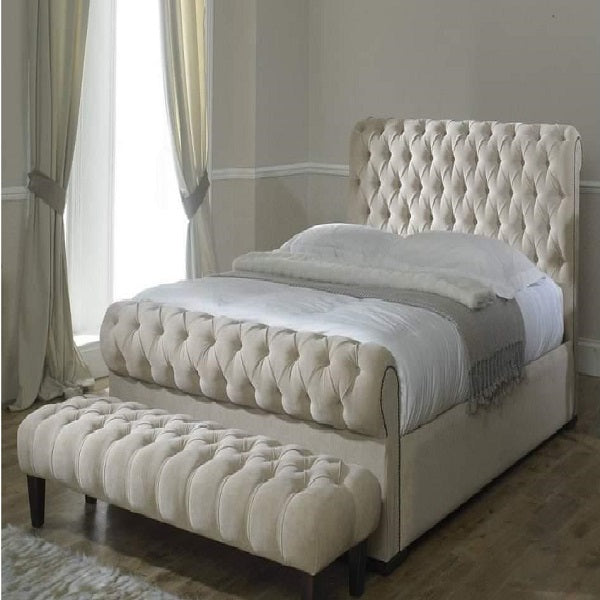 Classic Elegance: Sleigh Chesterfield Bed.