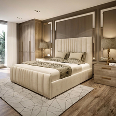Velour Luxury Panel Bed | Deep Button Tufted Luxury Bed Frame UK | Bed Innovation