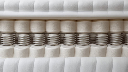 Close-up of a pocket sprung mattress showing individually wrapped coil springs