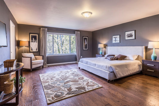 Upholstered bed frame with contrast border detail