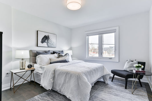 Modern minimalist bed frame with clean linear lines