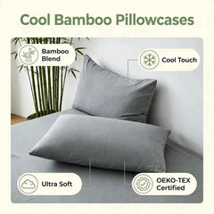 Bamboo Cooling Pillowcase Set (2-Pack) - Breathable &amp; Moisture-Wicking for Hot Sleepers
