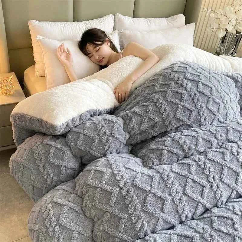 High End Thickened Winter Warm Spring Blankets for Beds Artificial Lamb Cashmere Weighted Blanket Thicker Warmth Duvet Quilt