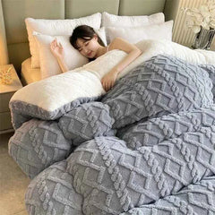 High End Thickened Winter Warm Spring Blankets for Beds Artificial Lamb Cashmere Weighted Blanket Thicker Warmth Duvet Quilt