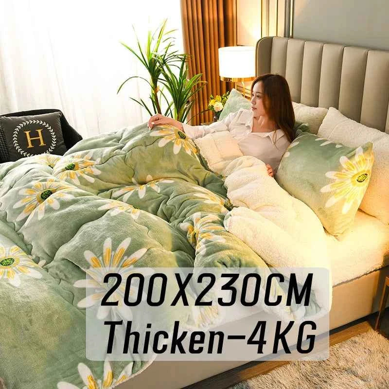 New Super Thick Winter Warm Blanket for Bed Artificial Lamb Cashmere Weighted Blankets Soft Comfortable Warmth Quilt Comforter